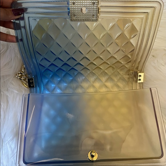 NWOT Yellow and blue ombré jelly bag with chain strap - Picture 2 of 4